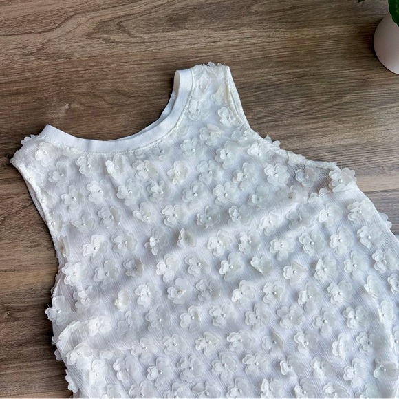A New Day Sheer Cream Sleeveless 3D Floral Appliqué Top Blouse Size S - Picture 2 of 11
